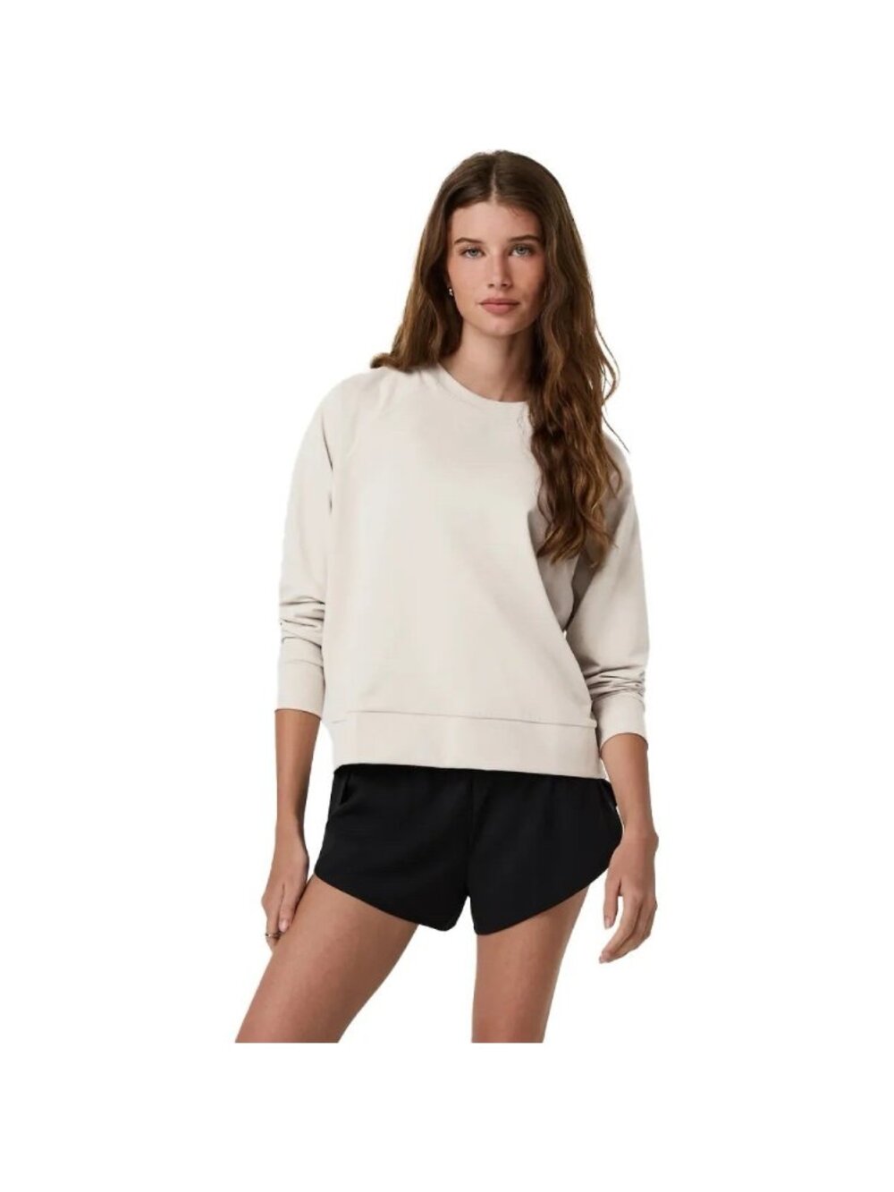 Vuori Long Sleeve Halo Crewneck Sweatshirt S    Cream Chunky Crop Oversized